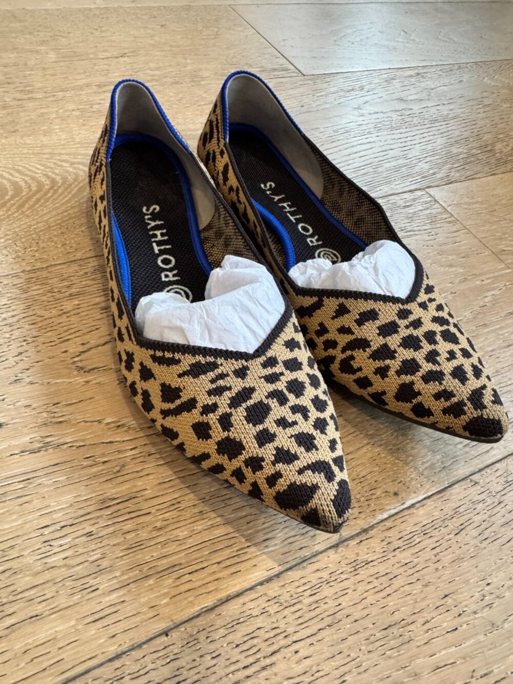 Rothy’s The Point Big Cat Leopard Print Pointed Toe Flats (Fits like 7.5) - Picture 5 of 7